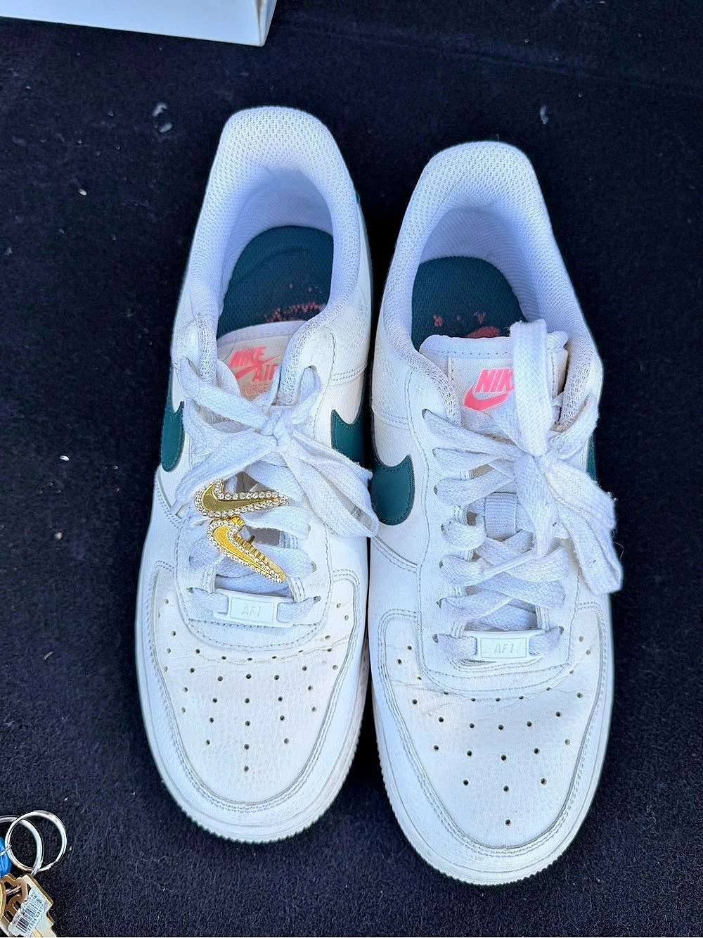 Nike Air Force 1 '07 Dark Teal Sneakers White & Green US